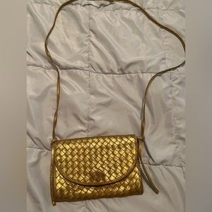 Bottega Venetta Vintage Gold Intrecciato Metallic Knot Cossbody